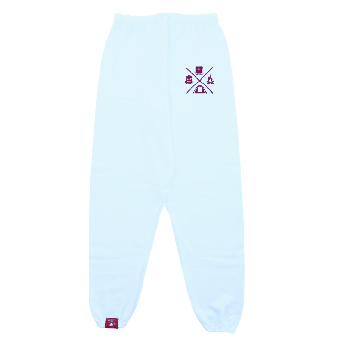 ConquiSTAR White and Red Sports Pants 🍁 Camp Collection 🏕️ - Pathfinders and Master Guides